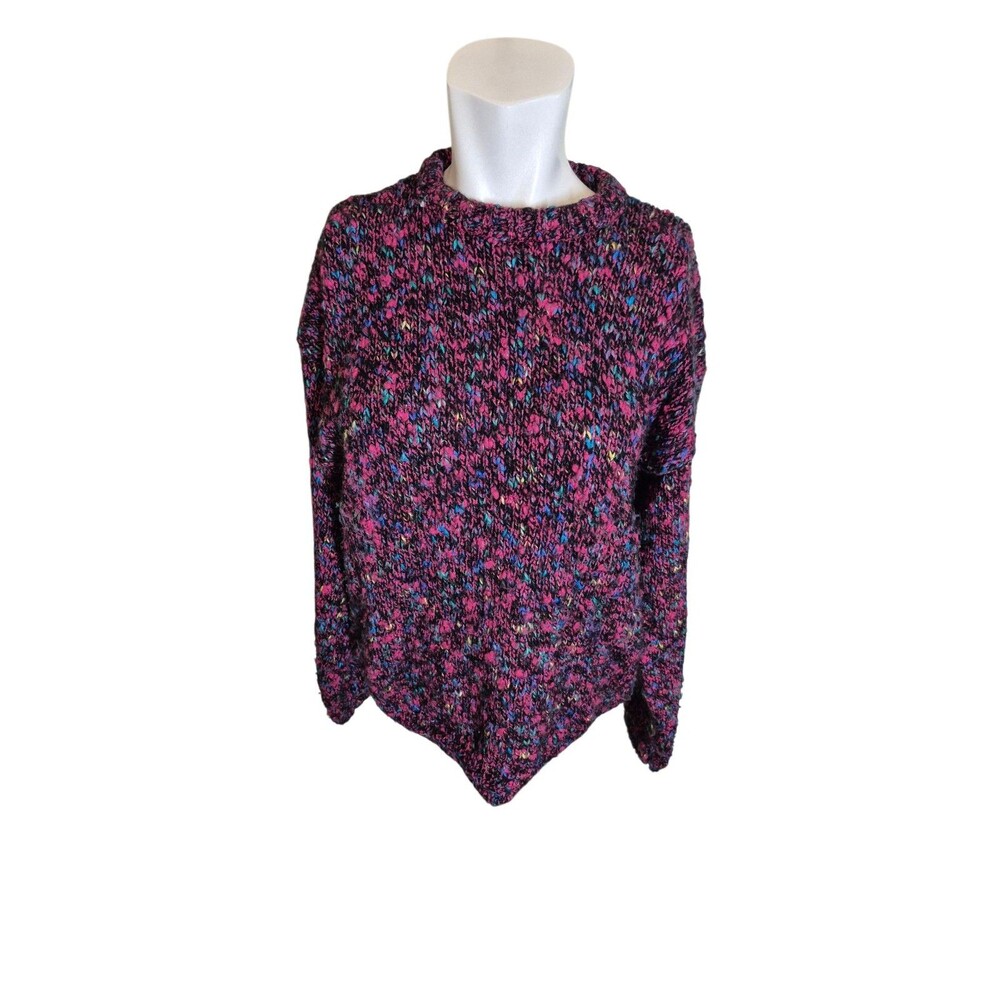 Concrete VTG 90s Womens Sweater Marled Knit Pullover Fuchsia Sz M